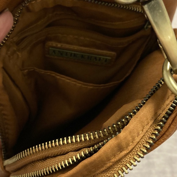 Antik Kraft Brown Crossbody Bag with Patterned Strap - Picture 3 of 4